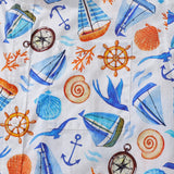 Castlebeard Men's 1970s Vintage Hawaiian Shirt Sailing Adventure Print Cotton Button-down By Julia Madoka, view 3