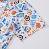 Castlebeard Men's 1970s Vintage Hawaiian Shirt Sailing Adventure Print Cotton Button-down By Julia Madoka, view 4
