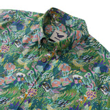 Castlebeard Men's Green Hawaiian Shirt Songe Marin Pattern Cotton Button-down Short Sleeve Aloha Shirt By Lucille Pattern, view 2