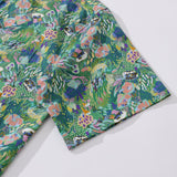 Castlebeard Men's Green Hawaiian Shirt Songe Marin Pattern Cotton Button-down Short Sleeve Aloha Shirt By Lucille Pattern, view 4