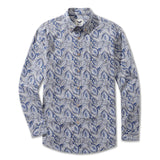 Castlebeard Men's Hawaiian Floral Pattern Series 1 Elm Tree Print Cotton Button-down Long Sleeve Aloha Shirt By Sun, view 3