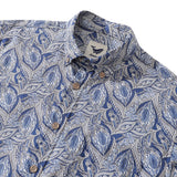 Castlebeard Men's Hawaiian Floral Pattern Series 1 Elm Tree Print Cotton Button-down Long Sleeve Aloha Shirt By Sun, view 4