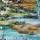 Castlebeard Men's Hawaiian Shirt 1950s Vintage Map Print Cotton Button-down Short Sleeve Aloha Shirt By Sylvia, view 4