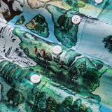 Castlebeard Men's Hawaiian Shirt 1950s Vintage Map Print Cotton Button-down Short Sleeve Aloha Shirt By Sylvia, view 6