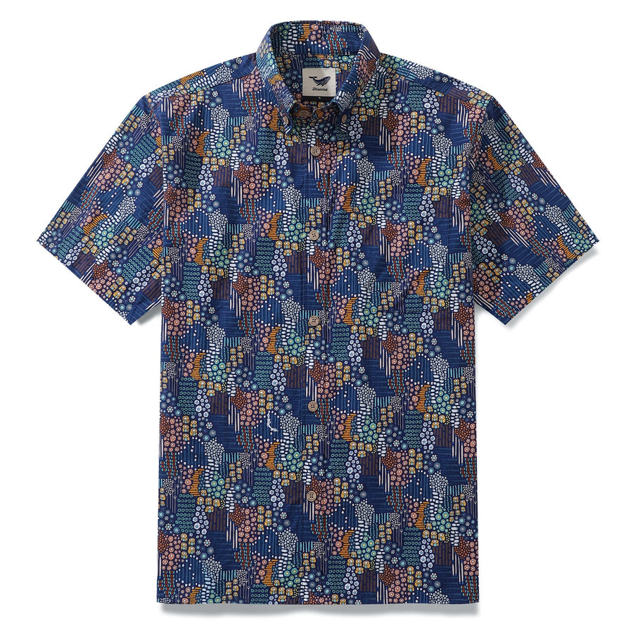 Castlebeard Men's Hawaiian Shirt Bead Pattern By Isoletto Design Cotton Button-down Short Sleeve Aloha Shirt