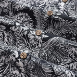 Castlebeard Men's Hawaiian Shirt Black Parrot In The Jungle 100% Cotton Button Down By Amy, view 4