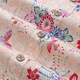 Castlebeard Men's Hawaiian Shirt Blossoms and Butterflies Print Cotton Button-down Short Sleeve Aloha Shirt By Amy, view 5