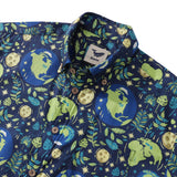 Castlebeard Men's Hawaiian Shirt Blue Planet Earth Day Shirt Cotton Button-down Short Sleeve Aloha Shirt By Yakima, view 2