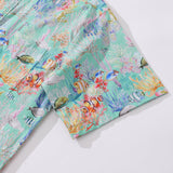 Castlebeard Men's Hawaiian Shirt Blue Sea Amusement Park Cotton Button-down Short Sleeve Aloha Shirt By Sylvia, view 4