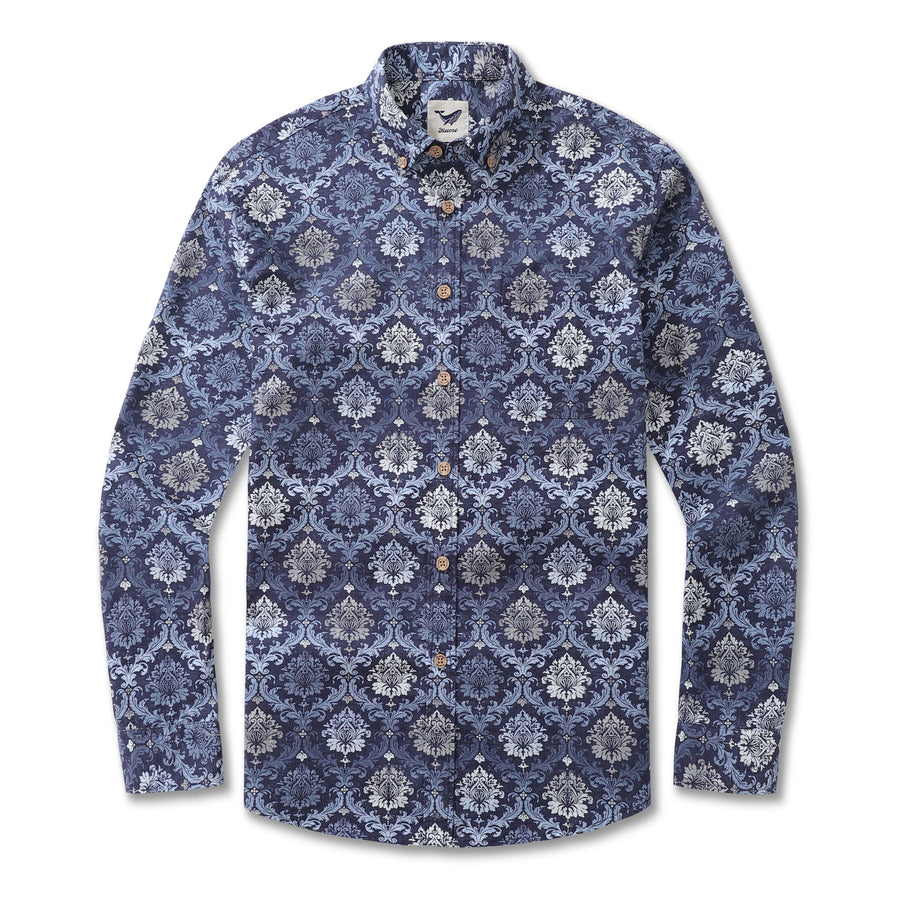 Castlebeard Men's Hawaiian Shirt Budapest Cotton Button-down Long Sleeve Aloha Shirt By Sherry