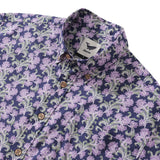 Castlebeard Men's Hawaiian Shirt Button Down Morris Shirt Purple Floral Cotton Aloha Shirt Tribute To William Morris By Amy, view 2