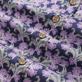 Castlebeard Men's Hawaiian Shirt Button Down Morris Shirt Purple Floral Cotton Aloha Shirt Tribute To William Morris By Amy, view 4