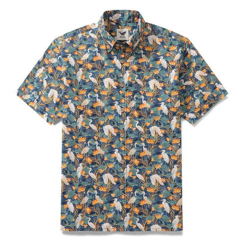 Castlebeard Men's Hawaiian Shirt By the pond By Cassandra O'Leary Cotton Button-down Short Sleeve Aloha Shirt