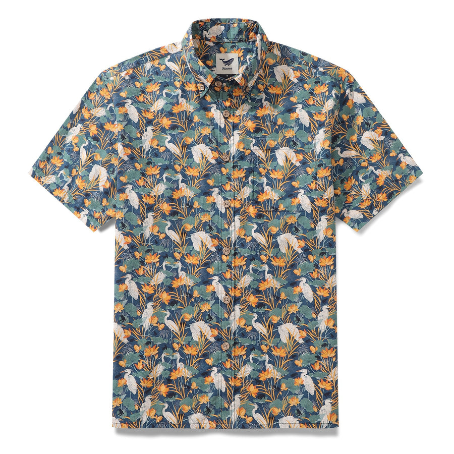 Castlebeard Men's Hawaiian Shirt By the pond By Cassandra O'Leary Cotton Button-down Short Sleeve Aloha Shirt