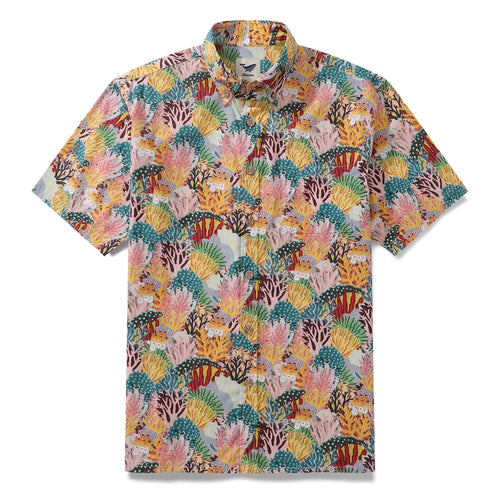 Castlebeard Men's Hawaiian Shirt Coral Reef Shirt 100% Cotton Button-down Short Sleeve Aloha Shirt By Fabian Lavater