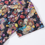 Castlebeard Men's Hawaiian Shirt Coral Wonderland Print Cotton Button-down Short Sleeve Aloha Shirt By Sylvia, view 5