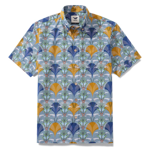 Castlebeard Men's Hawaiian Shirt Deco Arum Lily Delights Print By Lisette Niemand Cotton Button-down Short Sleeve Aloha Shirt