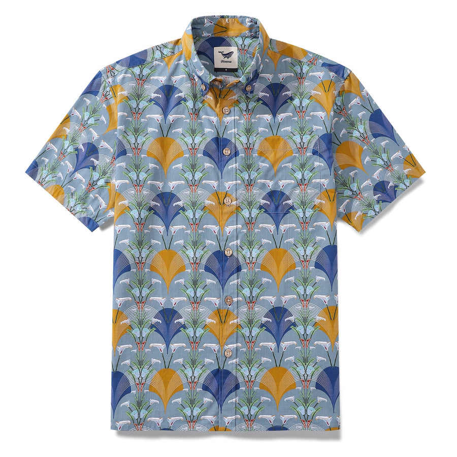 Castlebeard Men's Hawaiian Shirt Deco Arum Lily Delights Print By Lisette Niemand Cotton Button-down Short Sleeve Aloha Shirt