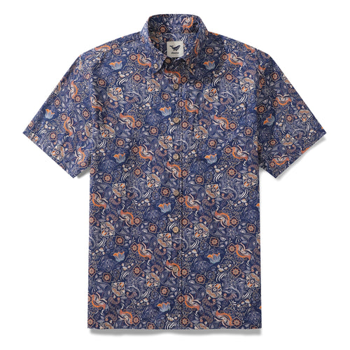 Castlebeard Men's Hawaiian Shirt Floral Series 4 Print Cotton Button-down Short Sleeve Aloha Shirt By Sun