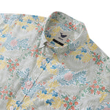 Castlebeard Men's Hawaiian Shirt Flying Swallow Grass Print Cotton Button-down Short Sleeve Aloha Shirt, view 2
