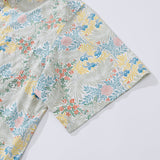 Castlebeard Men's Hawaiian Shirt Flying Swallow Grass Print Cotton Button-down Short Sleeve Aloha Shirt, view 4