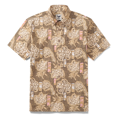 Castlebeard Men's Hawaiian Shirt Good Fortune Has Come Cotton Button-down Short Sleeve Aloha Shirt By Yakima