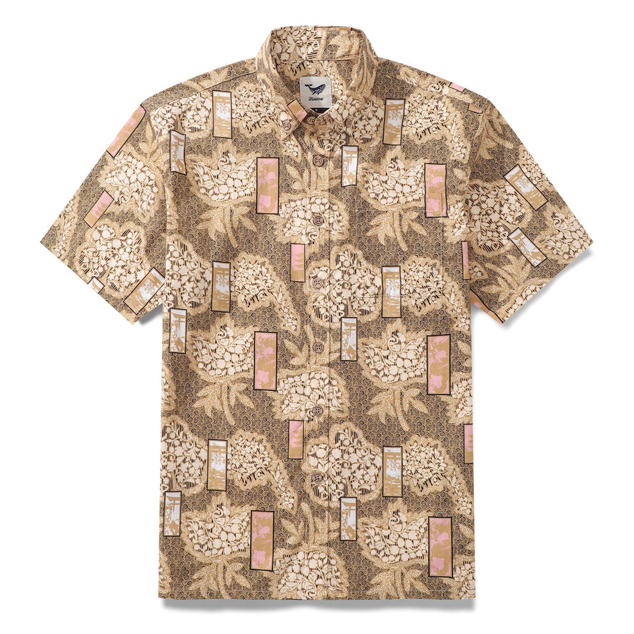 Castlebeard Men's Hawaiian Shirt Good Fortune Has Come Cotton Button-down Short Sleeve Aloha Shirt By Yakima