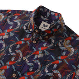 Castlebeard Men's Hawaiian Shirt Good Fortune Koi Print Cotton Button-down Short Sleeve Aloha Shirt By Cigar, view 2