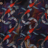 Castlebeard Men's Hawaiian Shirt Good Fortune Koi Print Cotton Button-down Short Sleeve Aloha Shirt By Cigar, view 3