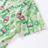 Castlebeard Men's Hawaiian Shirt Green Bubble Print Cotton Button-down Short Sleeve Aloha Shirt By Evan, view 4