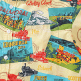 Castlebeard Men's Hawaiian Shirt Heritage Railway Scotland Print 1940s Vintage Short Sleeve Aloha Shirt By Vyoma Soni, view 3