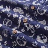 Castlebeard Men's Hawaiian Shirt Kyoto Memories By House of Haricot Cotton Button-down Short Sleeve Aloha Shirt, view 5