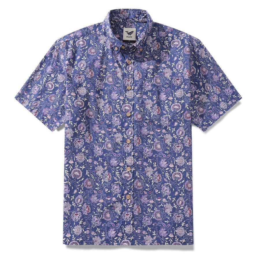 Castlebeard Men's Hawaiian Shirt Mystic Flowers Print Cotton Button-down Short Sleeve Aloha Shirt By Amy