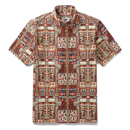 Castlebeard Men's Hawaiian Shirt Mystical Totem Cotton Button-down Short Sleeve Aloha Shirt By Cigar