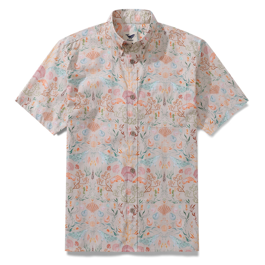 Castlebeard Men's Hawaiian Shirt Ocean Dream By Samantha O' Malley Cotton Button-down Short Sleeve Aloha Shirt