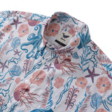 Castlebeard Men's Hawaiian Shirt Octopussy Print By Nina Leth Cotton Button-down Short Sleeve Aloha Shirt, view 2