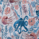 Castlebeard Men's Hawaiian Shirt Octopussy Print By Nina Leth Cotton Button-down Short Sleeve Aloha Shirt, view 3