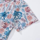 Castlebeard Men's Hawaiian Shirt Octopussy Print By Nina Leth Cotton Button-down Short Sleeve Aloha Shirt, view 4