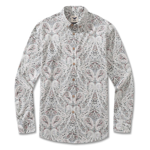 Castlebeard Men's Hawaiian Shirt Paisley By Studio 1987 Cotton Button-down Long Sleeve Aloha Shirt