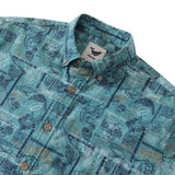 Castlebeard Men's Hawaiian Shirt Pele and Hiiaka Cotton Button-down Long Sleeve Aloha Shirt By Cigar, view 3