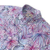 Castlebeard Men's Hawaiian Shirt Purple Tropical Floral Cotton Aloha Shirt Button Down By Amy, view 2