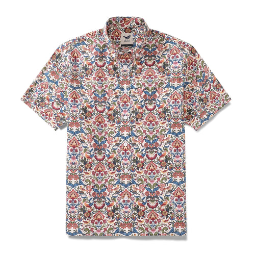 Castlebeard Men's Hawaiian Shirt Rural Charm Print Cotton Button-down Short Sleeve Aloha Shirt By Amy