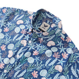 Castlebeard Men's Hawaiian Shirt Seaside Print By Luova Flow Cotton Button-down Short Sleeve Aloha Shirt, view 2