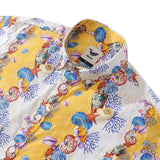 Castlebeard Men's Hawaiian Shirt Shell-Stripes Short Sleeve Aloha By Sylvia, view 2