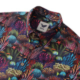 Castlebeard Mens Hawaiian Shirt Short Sleeve Fish Shirt Coral Reef Cotton Beach Shirt Magical World Coral Reef By Uta Krogmann, view 2