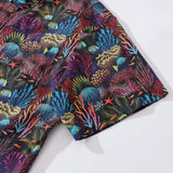 Castlebeard Mens Hawaiian Shirt Short Sleeve Fish Shirt Coral Reef Cotton Beach Shirt Magical World Coral Reef By Uta Krogmann, view 4