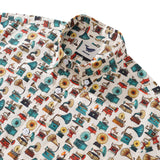 Castlebeard Men's Hawaiian Shirt Spinning in the Past Print Cotton Button-down Short Sleeve Aloha Shirt By Amy, view 2