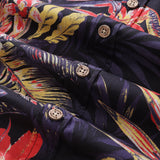 Castlebeard Men's Hawaiian Shirt Summer Night Print Cotton Button-down Short Sleeve Aloha Shirt By Amy, view 5