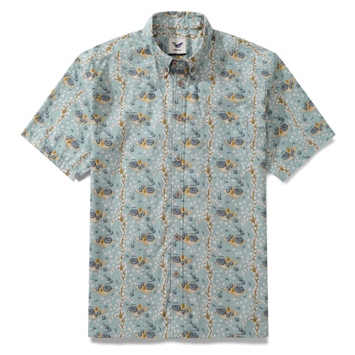 Castlebeard Men's Hawaiian Shirt Tea Ceremony By ME.COCO.DESIGN Cotton Button-down Short Sleeve Aloha Shirt