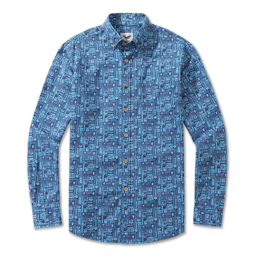 Castlebeard Men's Hawaiian Shirt TIKI Paradise Cotton Button-down Long Sleeve Aloha Shirt By Amy